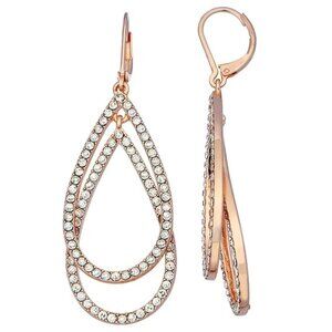 VERA WANG Glamorous Rose Gold/Clear Crystal Layered Teardrop Earrings**NEW!